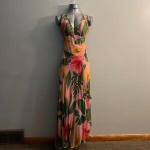 BCBG Tropical Floral Beaded Dress